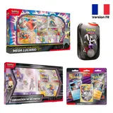 Pack Coffret Carchacrok-ex + Duopack Team Rocket + Coffret Figurine Méga-Lucario-ex + Mini Tin Foudre Noire et Flamme Blanche
