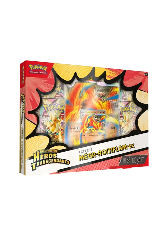 Coffret 4 Boosters Héros Transcendants – Méganium, Roitiflam ou Aligatueur (Aléatoire)