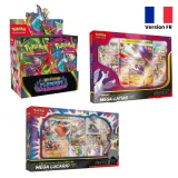 Pack Display Flammes Fantasmagoriques + Coffret Collection Figurine Méga-Lucario-ex + Coffret Méga-Latias-ex