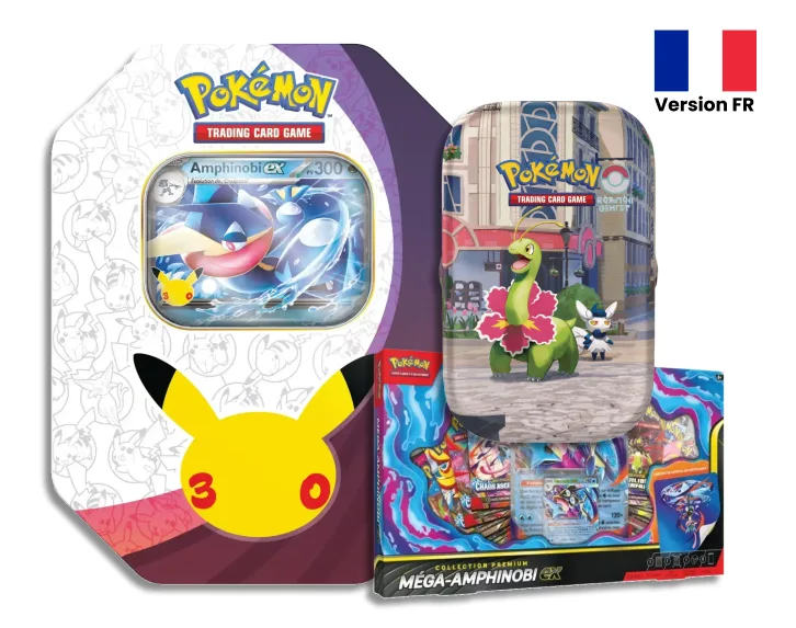 Pack 1 Pokébox 30e ans Amphinobi ex + 1 Coffret Méga-Amphinobi ex + 1 Mini Tin ME03/ME04